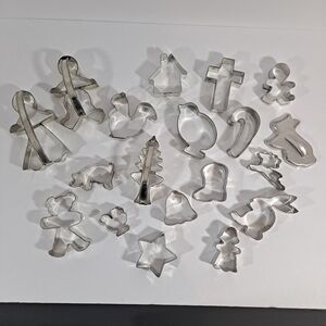 Vintage Aluminum Cookie Cutters Assorted Shapes Lot Of 19